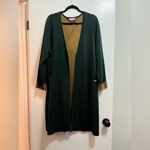 Calvin Klein Emerald Green and Gold/Tan Cardigan